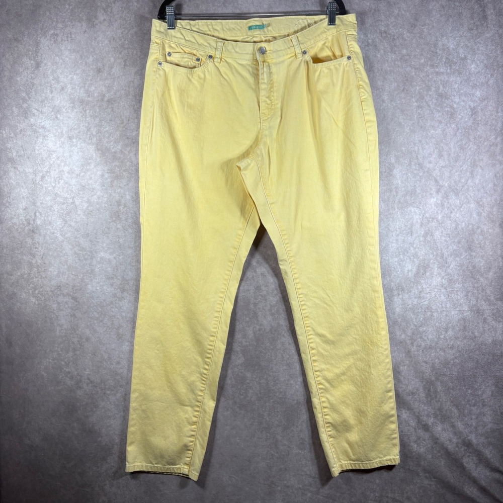 J. McLaughlin Pants Womens 12 Yellow Lexi Straight Leg Cotton Blend Stretch $148